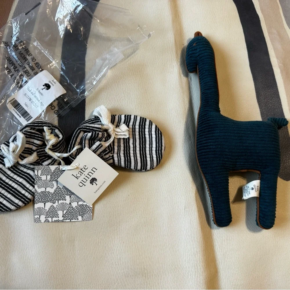 Kate Quinn Dinosaur Striped Baby Booties